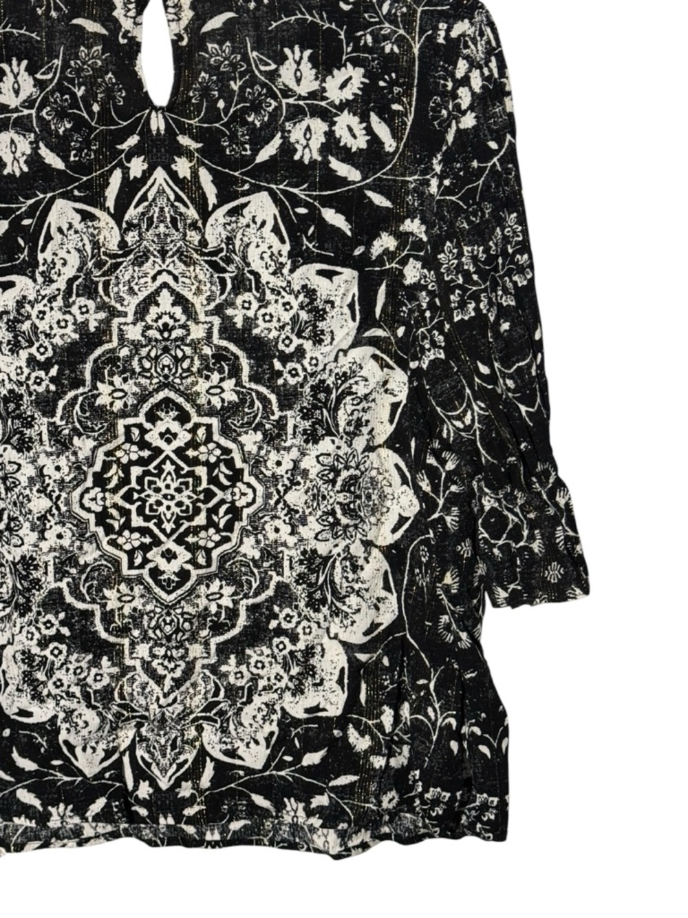 Farmers Market Size Petite XL Black Paisley Floral Print Top - Picture 3 of 6